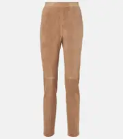 ['S Max Mara] 'S Max Mara Amleto suede slim pants UK 12 brown
