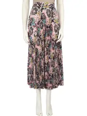 Floral Patterned Pleated Midi Skirt