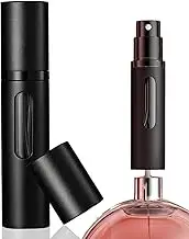 BRARIOS Perfume Atomizer Bottle with Visible Capacity for Men and Women, Refillable Portable Perfume Atomizer, Leak-Proof Pump Perfume Spray Bottle Atomizer (5ml) (Black)