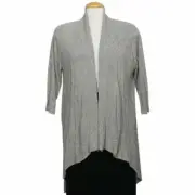 EILEEN FISHER Silver Gray Linear Karma Texture Ribbed Shaped Cardigan XS