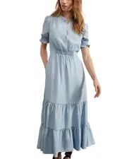 Hobbs London Limited Tilgate Chambray Midi Dress