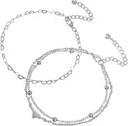 LIFKOME 2pcs Women Heart Anklet Jewelry for Women Anklet Bracelet Boho Style Heart Chain Anklet for Beach Party