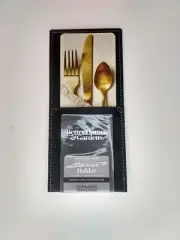 Better Homes and Gardens Faux Vegan Leather Black Flatware Holder Silverware