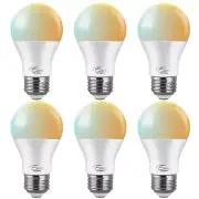 6 PACK A19 LED SMART WIFI LIGHT BULB, 10W, RGBW DIMMABLE, ALEXA/GOOGLE HOME
