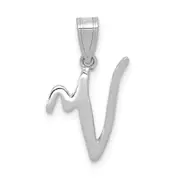 14k White GoldW White Gold Script Letter V Initial Pendant