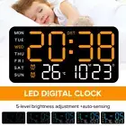 LED Digital Clock Temp Time Bedside Table Large Alarm Clock 5 Level Brightness