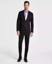 $495 Kenneth Cole Reaction Black Men's Slim Fit Suit 46R 40 x 32 ymy1024