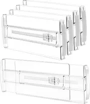 Drawer Divider Organizers for Closet Clothes, Adjustable 4.09" High Expandable Dresser drawer dividers for Makeup Organizer, Drawer Separators for Underwear Socks, Kitchen Utensils or Desk Storage