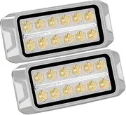 Agrieyes 2 inch Warning Lights, Ultra Slim 12 LEDs Flash Strobe Lights, Mini Head Emergency Warning Lights (Amber)