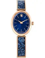 [Swarovski] Crystal Rock Oval Metal Bracelet Finish Watch in Blue/Rose Gold