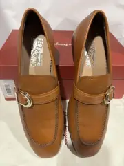 ferragamo mens shoes 7.5ee brown leather Portland Gancini monk Straps