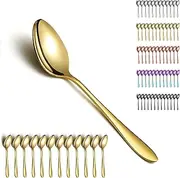 Berglander Gold Soup Spoons, 12 Pieces, Titanium Gold-Plated Stainless Steel Tablespoon, Tablespoon, Spoon Cutlery for Home, Restaurant, Hotel, Daily Use, Dishwasher Safe