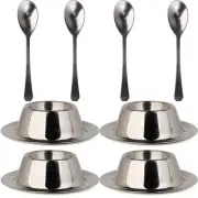 Stainless Steel Egg Cup Holder Set with Spoon for Soft Boiled Egg Holder Tabl...