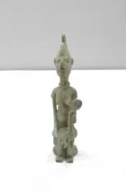 African Ashanti Bronze Mother and Child Statue Weight Ghana