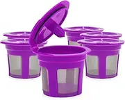 Daseeme Coffee Capsules Cup Refillable Reusable Coffee Capsule Pods Integrated Design Stainless Steel Mesh Strainer Replacement for Keurig 2.0 and 1.0 with Brush& Spoon 8-Pack