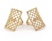 Rectangle Ring Dotted Adjustable Ring Raw Brass (18mm 8US inner size) 2755 30m