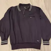 Vtg Christian Dior Monsieur Blue Long Sleeve 1/4 Button Collared Sz M New w/ Tag