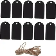 SHINEOFI 50 Sets Hanging Mini Wooden Blackboard Tags Double-Sided Erasable Jewelry Price Tags with String