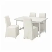 NORDVIKEN / BERGMUND table and 4 chairs, white/Inseros white, 152/223 cm