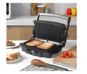 Sandwichera De Acero Inoxidable Antiadherente Prensa y Parrilla Electrica 3 In 1