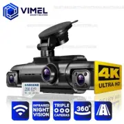 WIFI Vehicle Dash Camera 256GB Triple Lens Channel 360 ULTRA HD 4K Night Vision