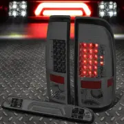 FOR 99-07 FORD SUPER DUTY LED TAIL LIGHTS+3D BAR THIRD BRAKE/CARGO LAMP TINTED (for: Ford)
