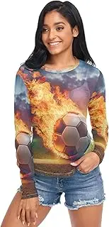 [RPLIFE] Football on Fire Mesh Sleeve, Sheer Womens Tops S-XXL