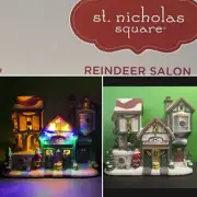 St. Nicholas Square Illuminated Reindeer Salon Hand Painted Lights Up Santa