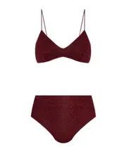 Oséree Lurex High-Rise Bikini Set Brown