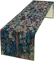 XBDDZSW William Morris Floral Table Runner William Morris Art Retro Design Pattern Printed Linen Table Runner for Home Kitchen Dining Table Decoration,13x120 Inch