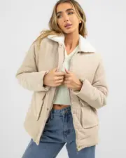 [Mooloola] Mooloola Women's Burkhart Cord Jacket in Bone Cream Size 8 8 Bone Cream