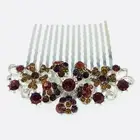 Flower Hair Comb Hairpin use Swarovski Crystal Bridal Wedding Silver Brown 5-25