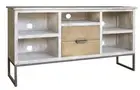 70 Light Gray Solid Wood Open shelving Distressed TV Stand