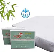 Waterproof Baby Crib Mattress Cover 2 pk -Includes 2 Bamboo Rayon Baby Crib/Toddler Bed (28 x 52 in) Size –Padded Absorbent Cover – Infant Bed Topper - Stain Protector Pad