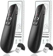 Presenter Powerpoint Remote Control, 2 Pieces Red Light Pointers, Wireless 2.4 GHz Connection via USB Receiver, Presentation Remote Control for Windows/Mac/Linux/Android/PowerPoint (No Battery)