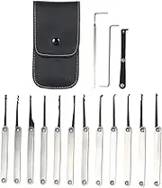 ICLIPE 15 PCS Lock Picking Set Stainless Steel Lock Kit Practice Training Lock Tool for Locksmith Beginners and Professional