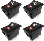 12V Toggle Switch with LED Light, Fog Lamp Control Toggle Rocker Switch, 4-Pin On-Off Universal for Car Boat RV (Pack of 4 - Red)