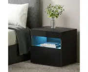 Artiss Bedside Table LED - HERES Black
