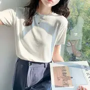 Short-Sleeve Round Neck Plain T-Shirt White - S