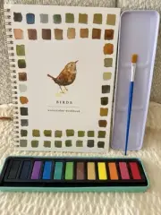 Birds Watercolor Workbook w/ 12 Colors + brush