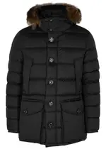 Moncler Cluny Navy Fur-trimmed Quilted Shell Coat - Black - 2 2