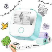 T02 Sticker Printer with 3 Rolls Paper- Mini Printer Portable Thermal Printer...