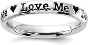 [JewelryWeb] 3.25mm 925 Sterling Silver Polished Stackable Lyric Love Me Ring Size 6-Stackable-Ring for Women