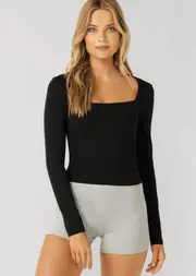 [Lorna Jane] Effortless Long Sleeve Top Bra Combo in Black, Size - Small S Black