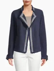 Nic+Zoe Ribbon Trim Fringe Mix Knit Jacket. NWT Sz Med. Blazer, Cardigan. $218