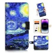 ( For iPhone 13 Pro Max ) Wallet Flip Case Cover AJ26759 Van Gogh Starry Night