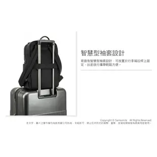 Samsonite新秀麗 筆電後背包/電腦包/女包/雙肩包14.1吋 PRUDENCE ECO 女用輕量商務抗菌_黑/灰