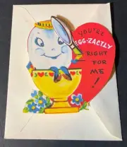 VTG Fuld Valentine UNUSED Anthropomorphic Egg Holding Spoon EGG-zactly *PAPER*