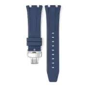 For Audemars Piguet Royal Oak 15500/15400 Silver Butterfly Clasp Strap 26MM Blue