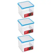 3x Lemon & Lime 2.65L Square Crisp Food Storage Container Dishwasher Safe Blue